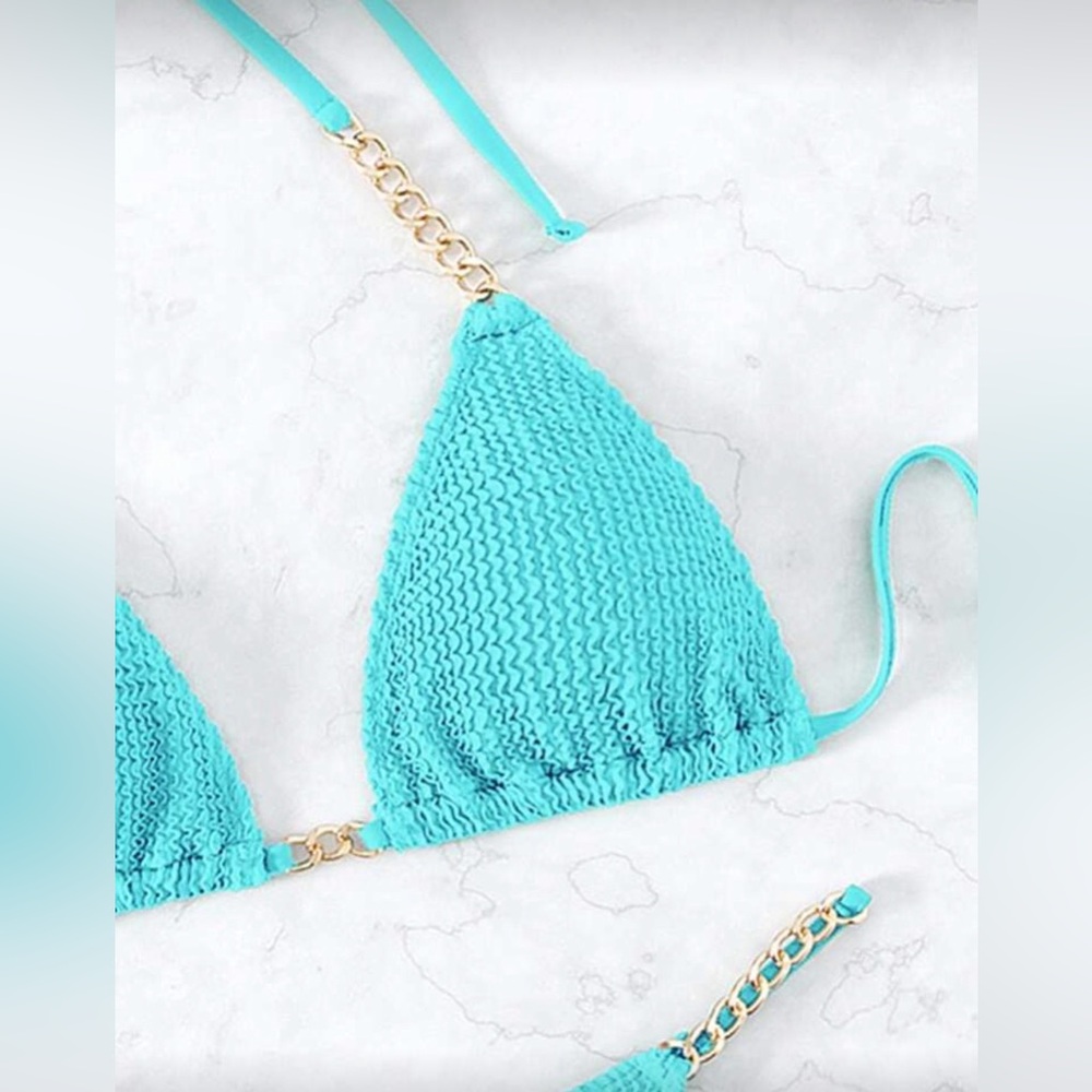 Turquoise Chain-Detail Bikini Set - Picture 5 of 5
